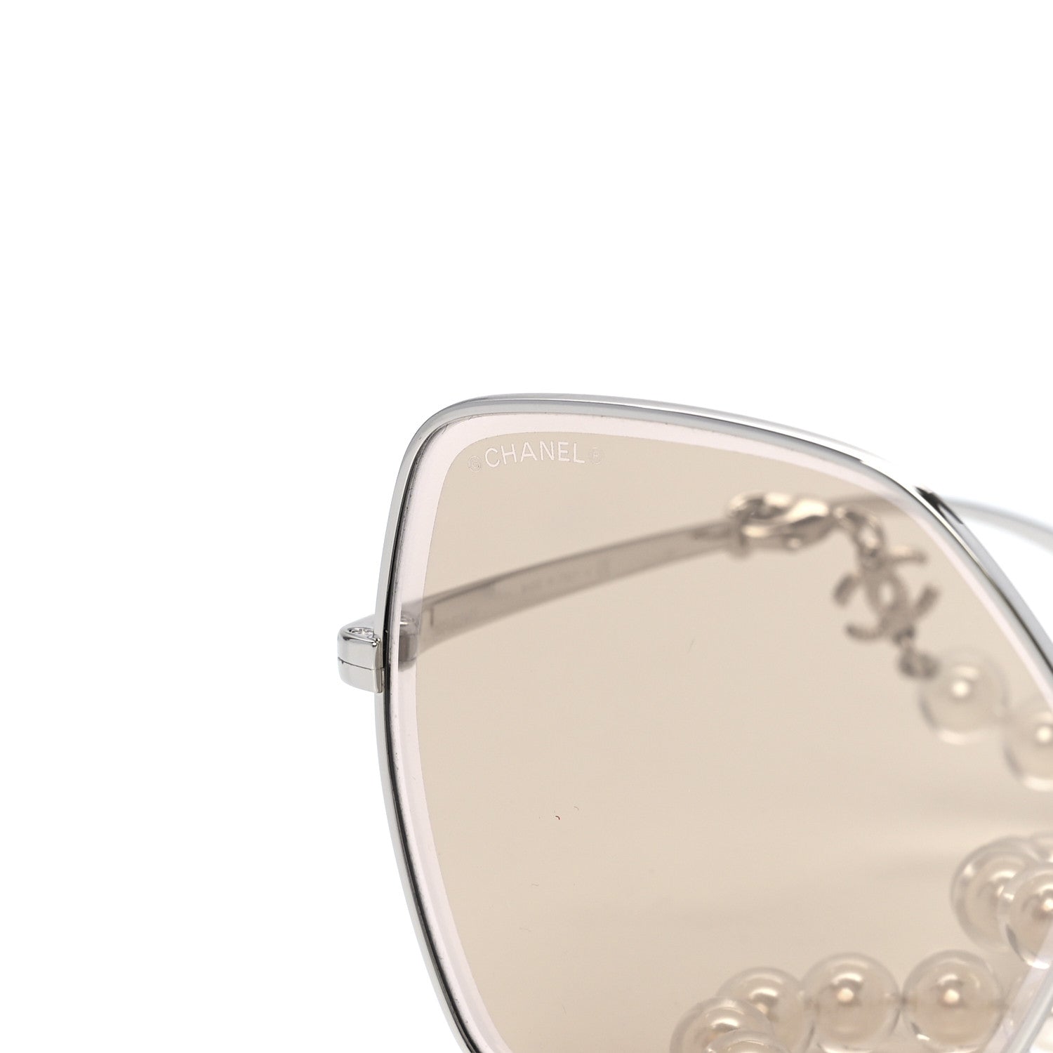 Chanel Metal Butterfly Removable Pearl Chain Sunglasses 4262 Silver Brown 9 of 10