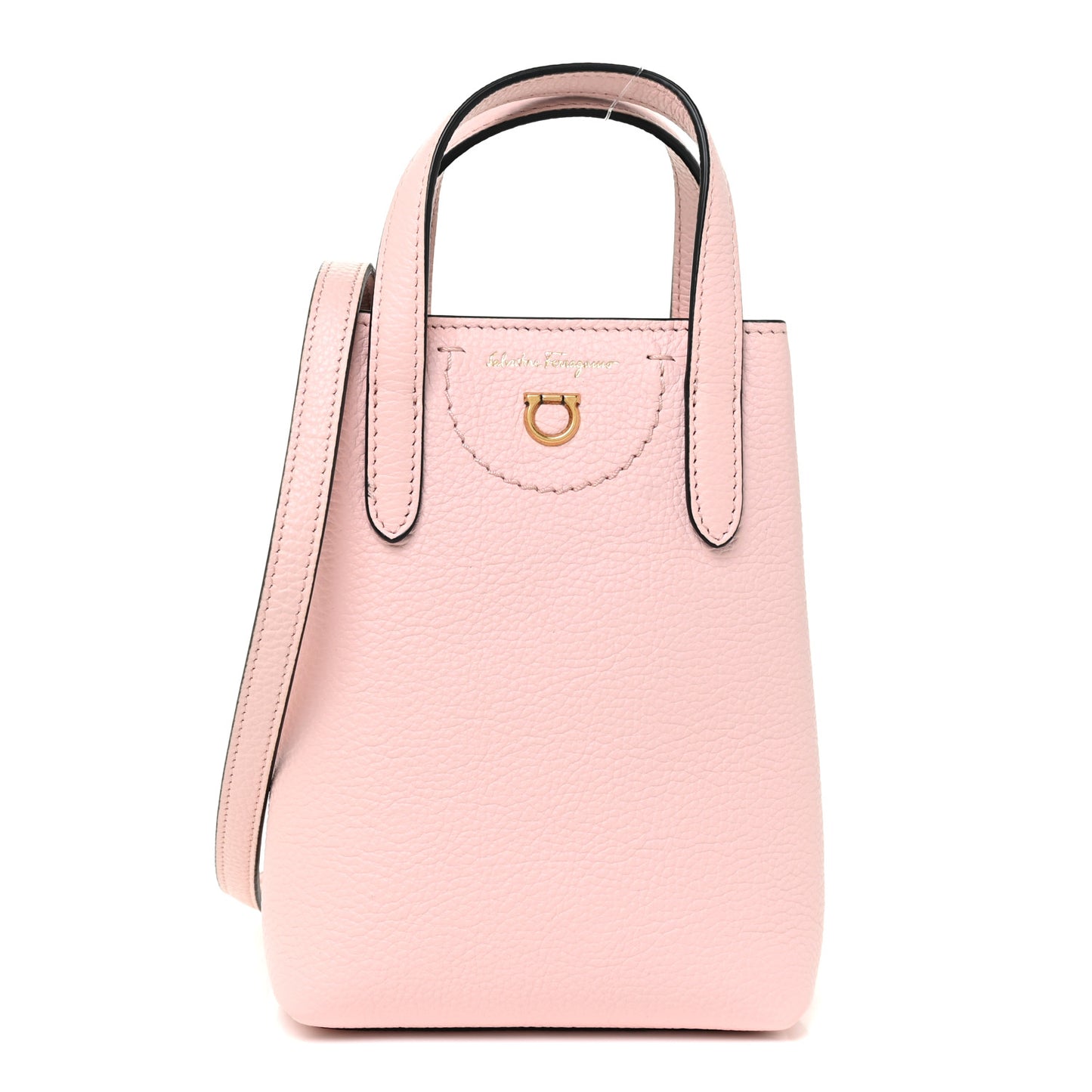 Tumbled Calfskin Gancini Mini Bag Pink