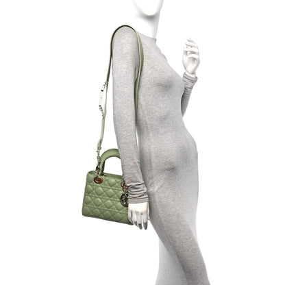 Christian Dior Lambskin Cannage Small My ABCDior Lady Dior Green 2 of 15