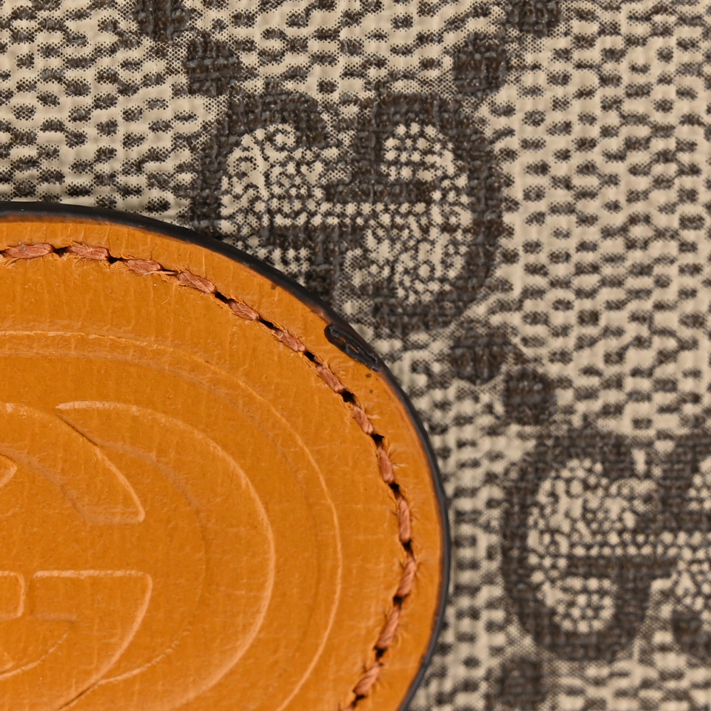 GG Supreme Monogram Textured Calfskin Retro Interlocking G Passport Case Beige Yellow