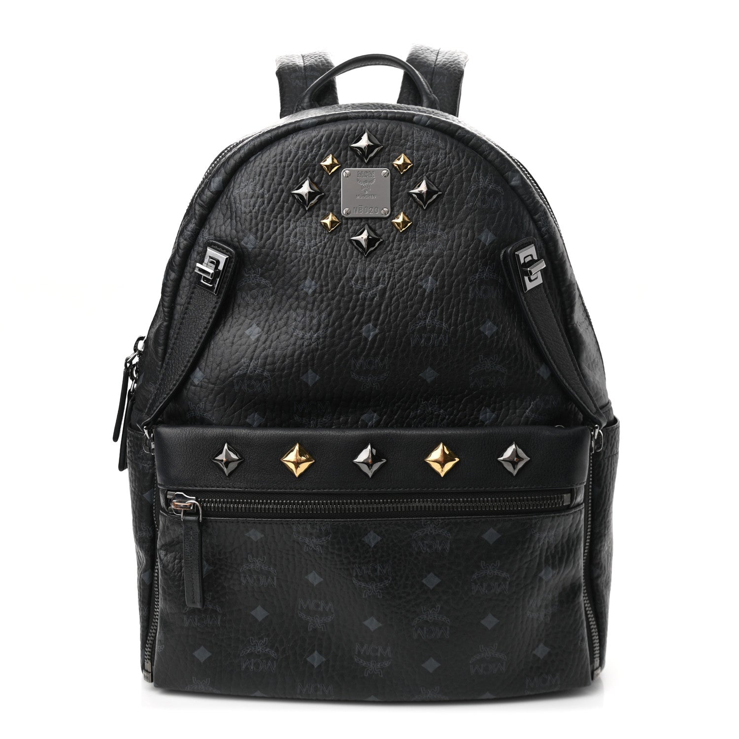 MCM Visetos Medium Studded Dual Stark Backpack Black 2 of 9