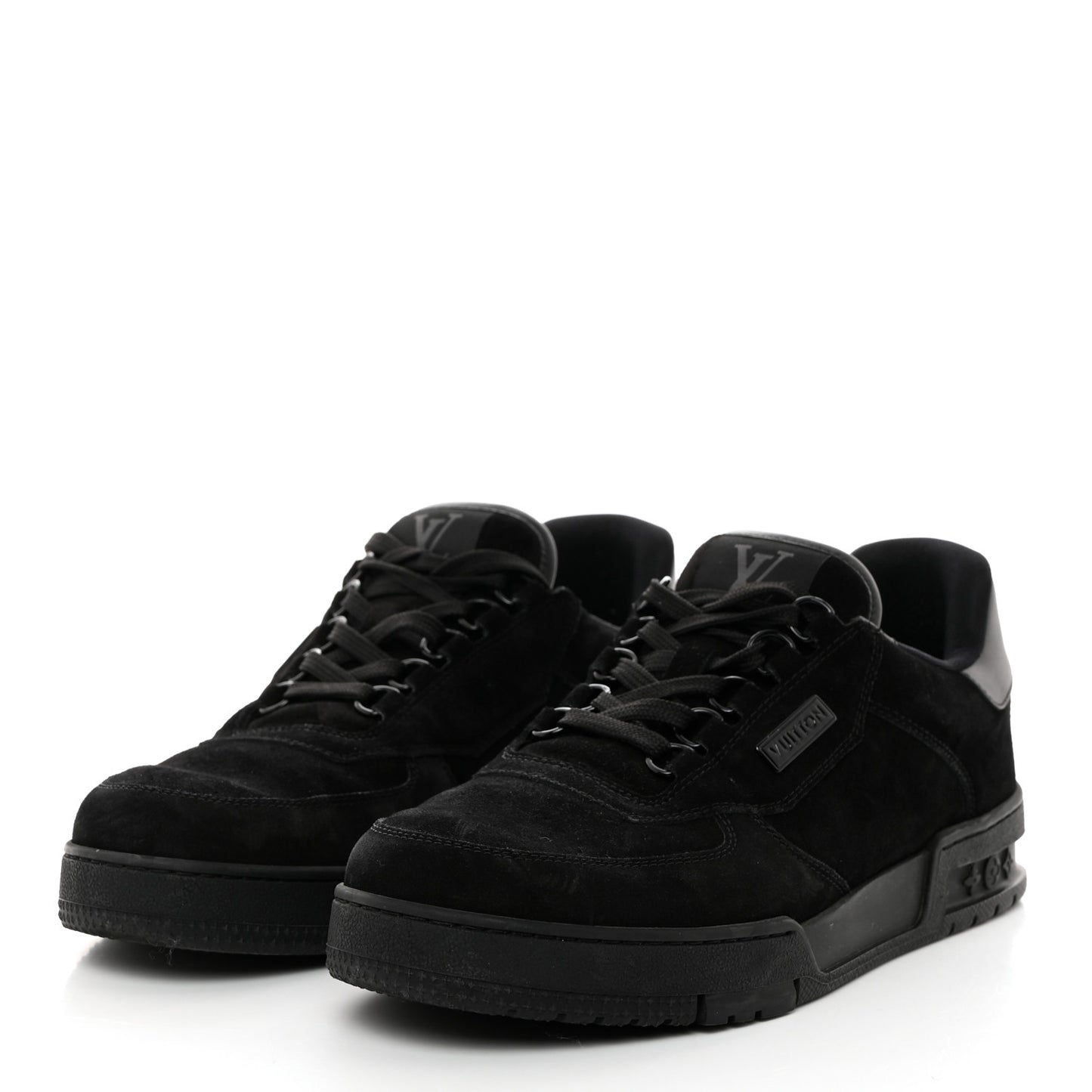 Suede Mens LV Trainer Sneakers 8 Black