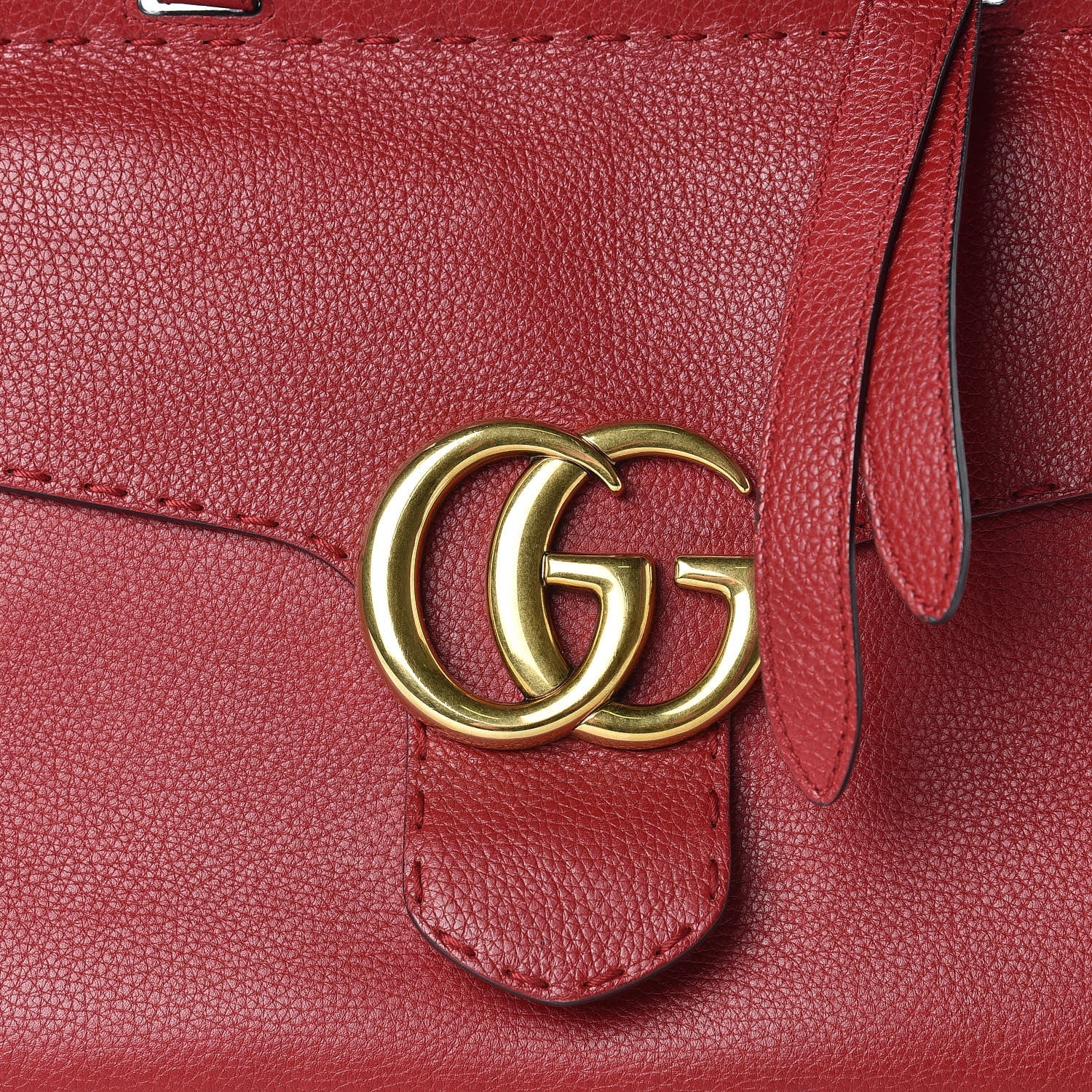 Gucci Calfskin Small GG Marmont Top Handle Bag Vulcanic Red 13 of 18