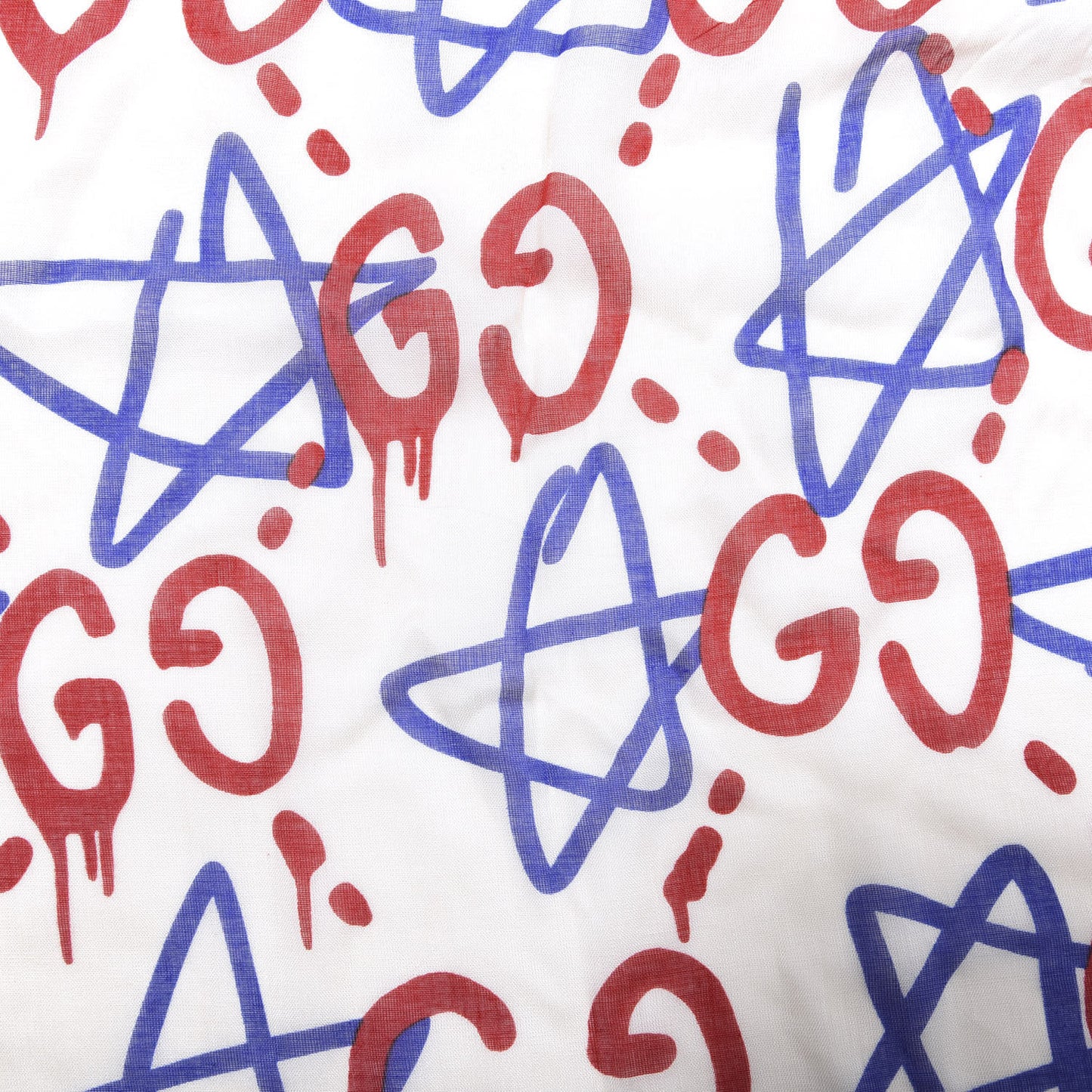 Modal Silk GucciGhost Print Shawl Red Multicolor