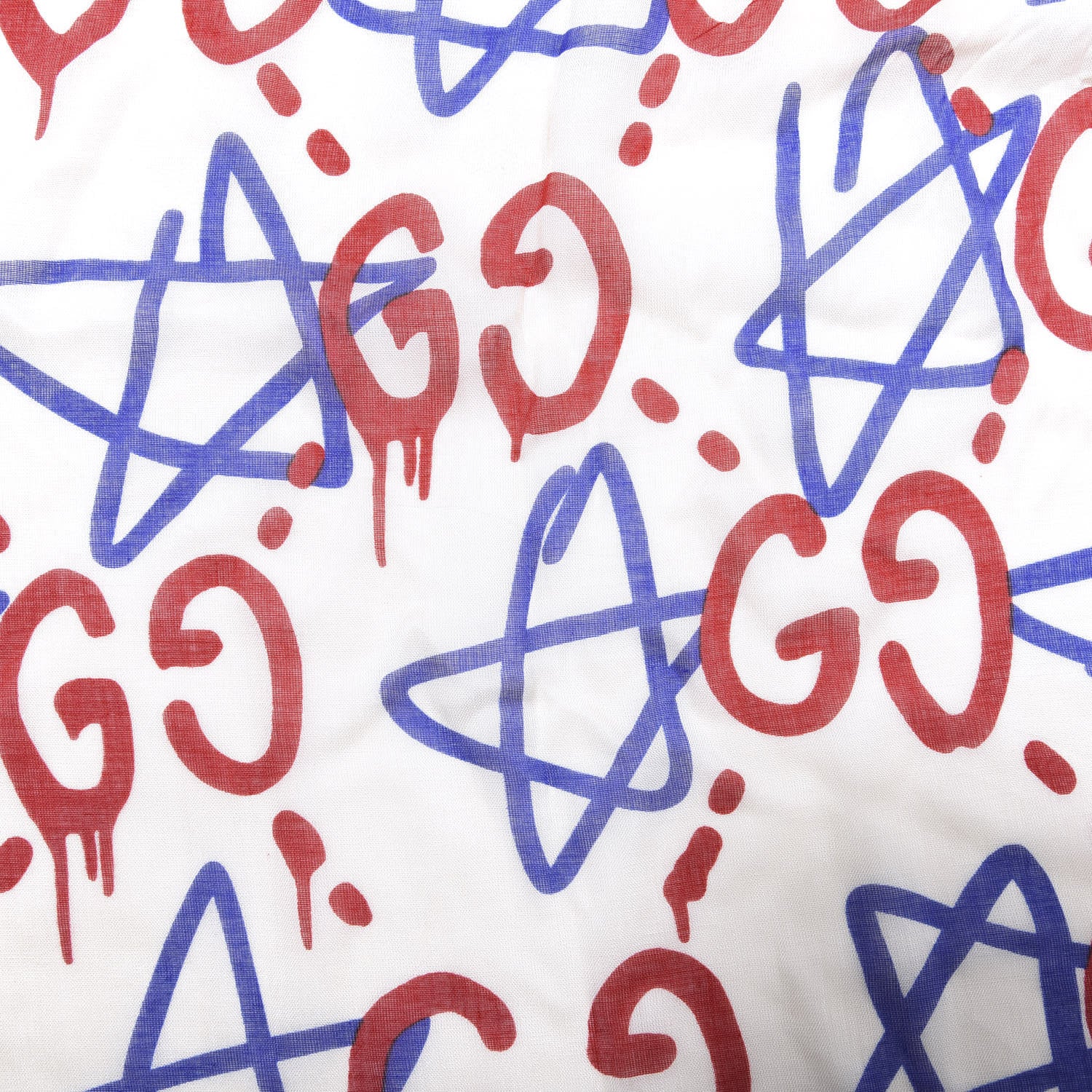 Gucci Modal Silk GucciGhost Print Shawl Red Multicolor 4 of 4