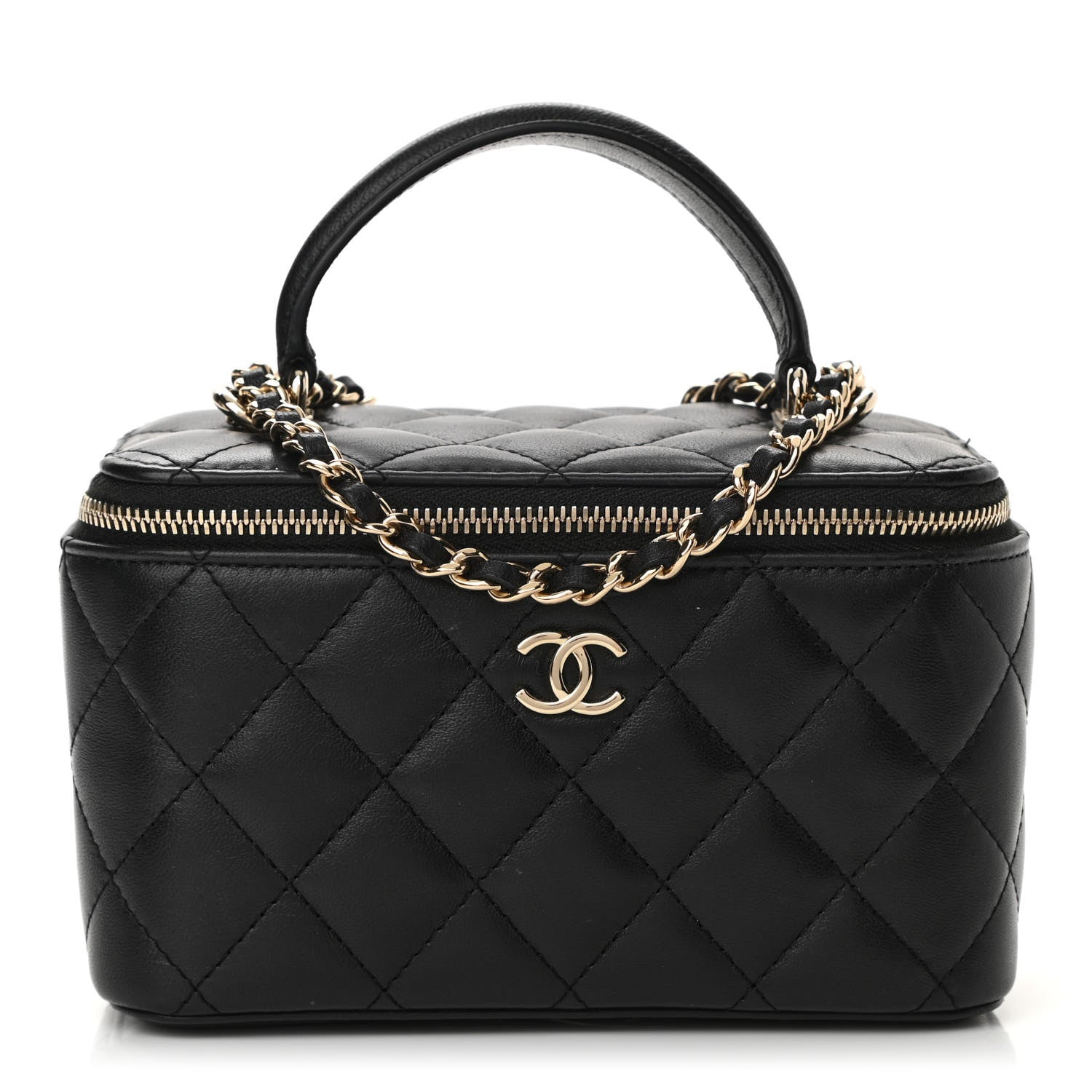 Chanel Lambskin Quilted Small Top Handle Vanity Case With Chain Black 1 of 13