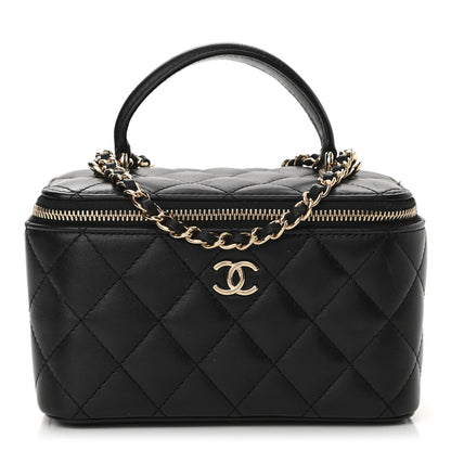 Chanel Lambskin Quilted Small Top Handle Vanity Case With Chain Black 1 of 13