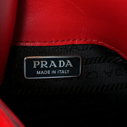 Prada Spazzolato Mini Cleo Flap Adjustable Strap Shoulder Bag Scarlatto Black 6 of 10