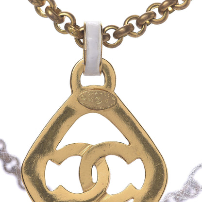 Chanel Enamel CC Chain Pendant Necklace White Gold 6 of 6