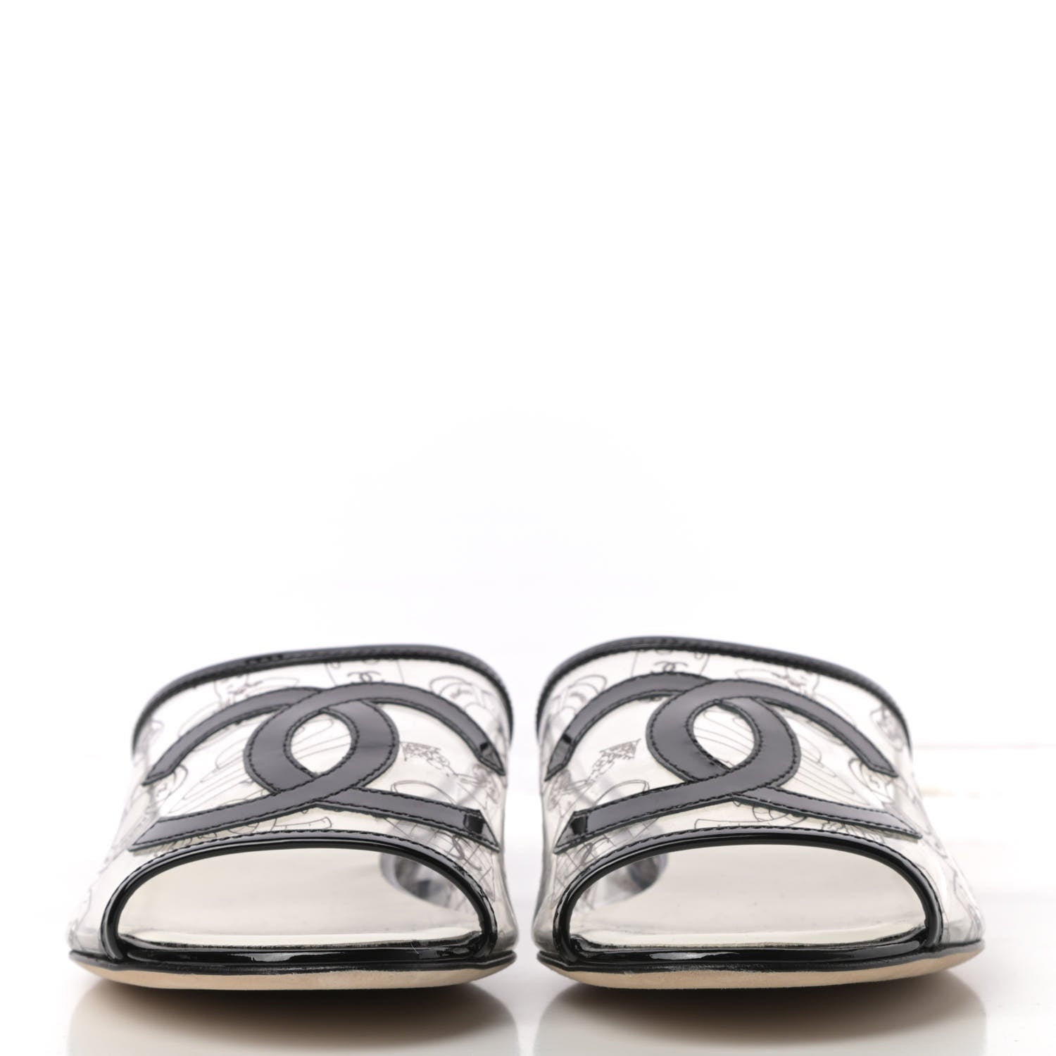 Chanel Patent PVC CC Sandal Mule 37.5 Black 2 of 13