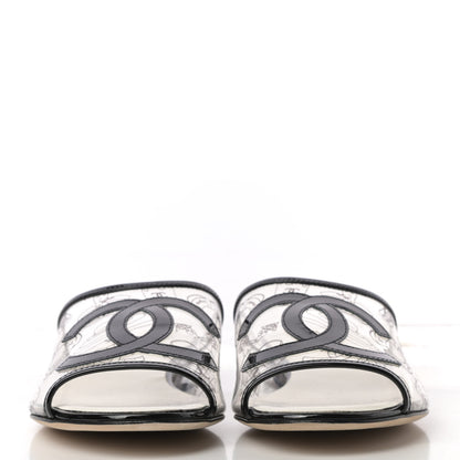 Chanel Patent PVC CC Sandal Mule 37.5 Black 2 of 13
