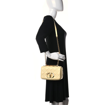 Christian Dior Calfskin Cannage Small Caro Bag Pale Yellow 3 of 11