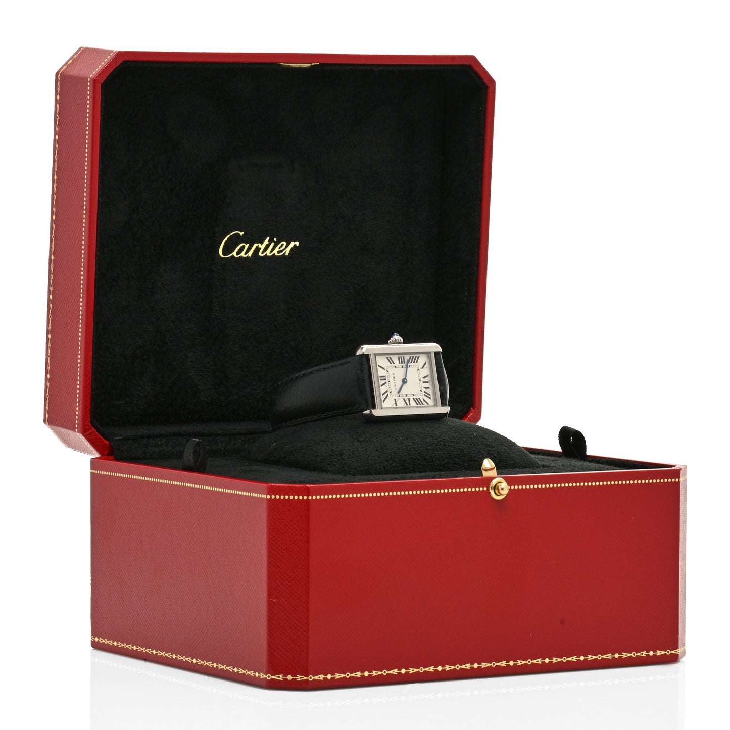 Stainless Steel Calfskin 24mm Tank Solo Quartz Watch
