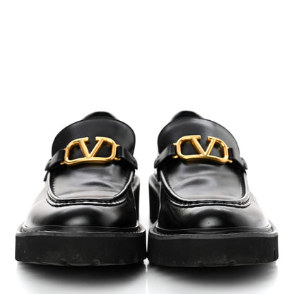 Valentino Garavani Calfskin VLogo Loafers 38.5 Black 2 of 9