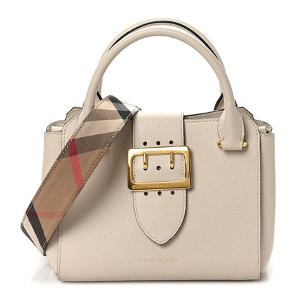 Burberry Soft Grain Calfskin Small Buckle Tote Limestone 1 of 9