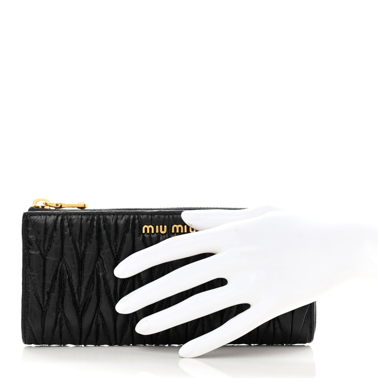 Matelasse Zip Around Wallet Black