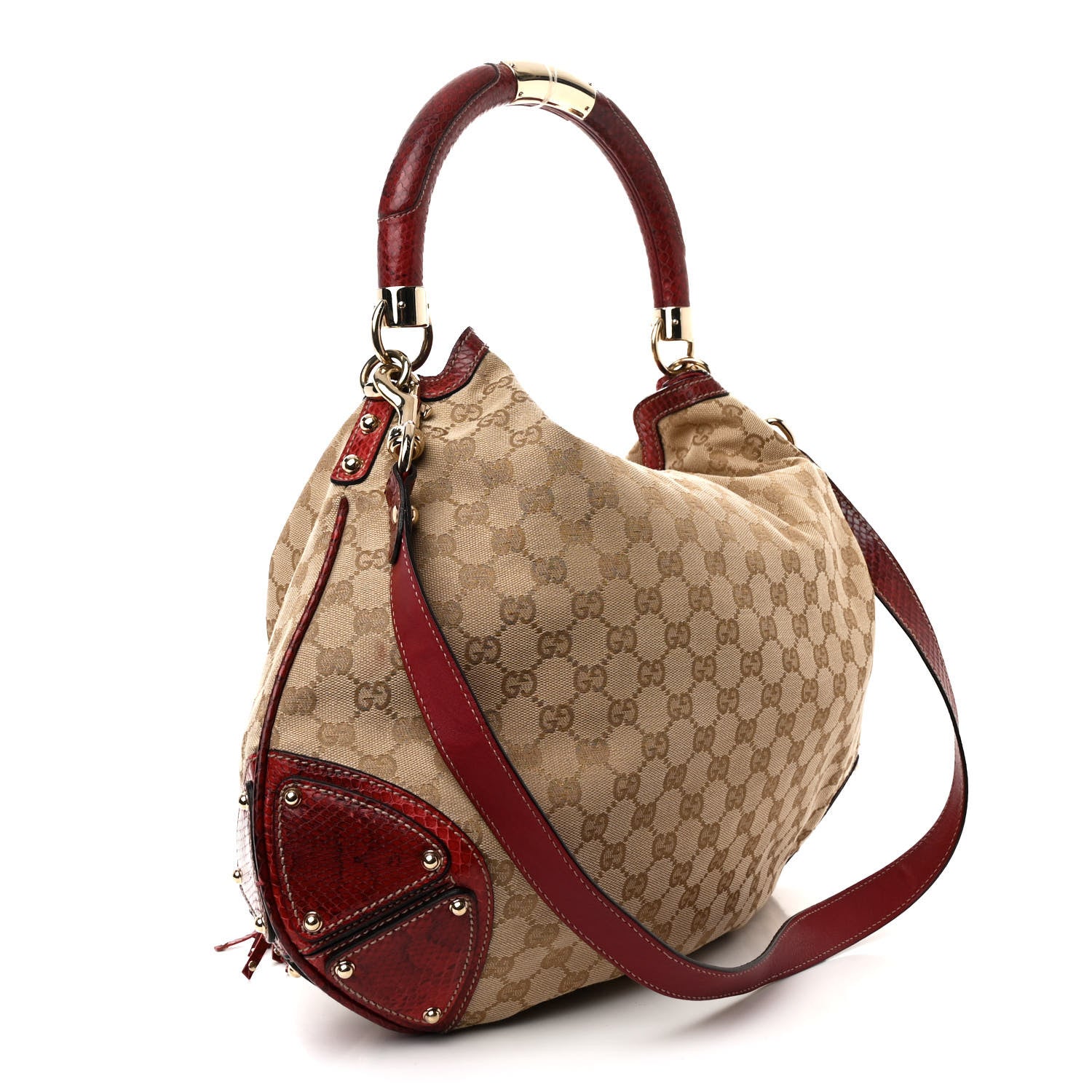 Gucci Monogram Snakeskin Large Unicef Indy Top Handle Hobo Red 3 of 12