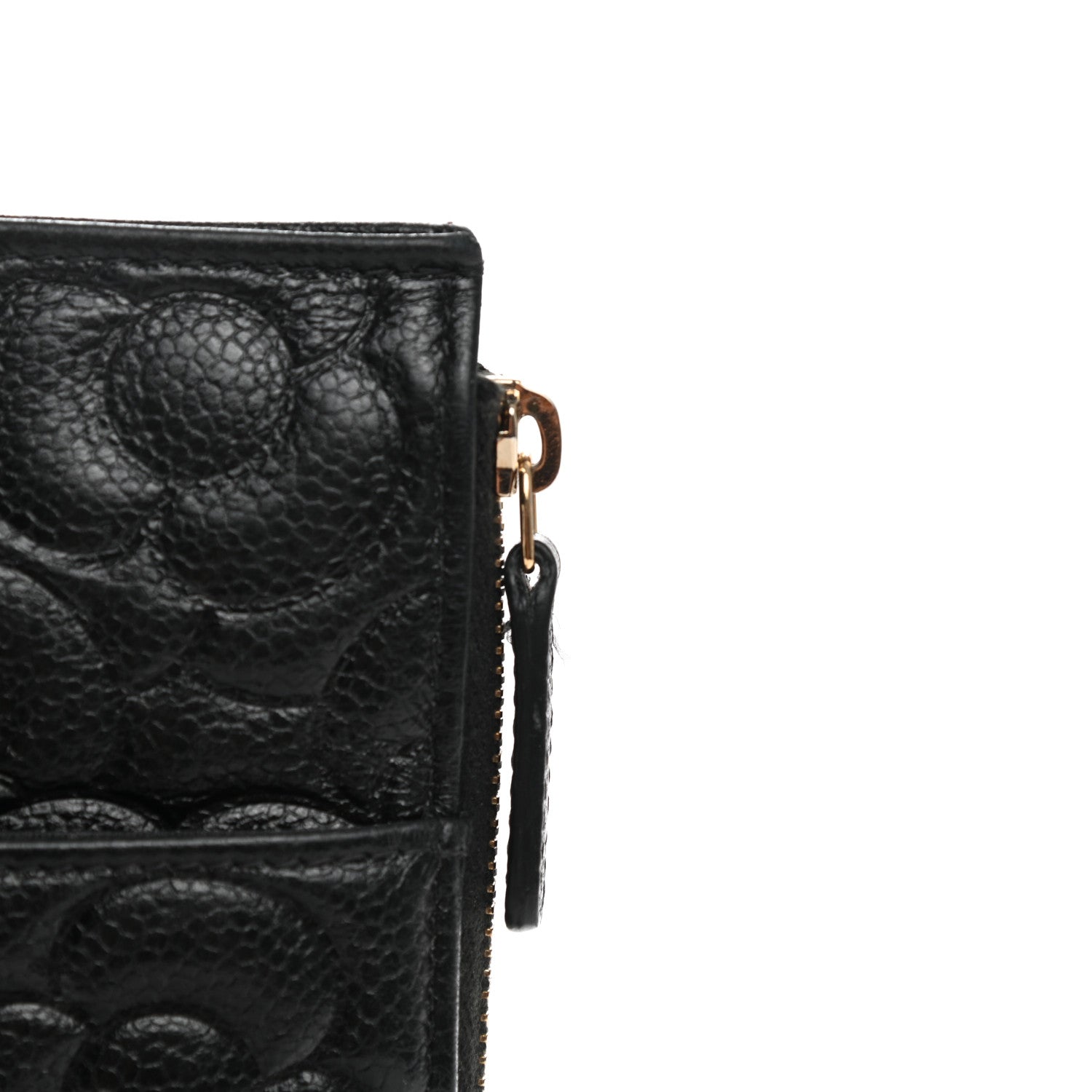 Chanel Caviar Camellia Embossed Classic Flat Wallet Pouch Black 8 of 9