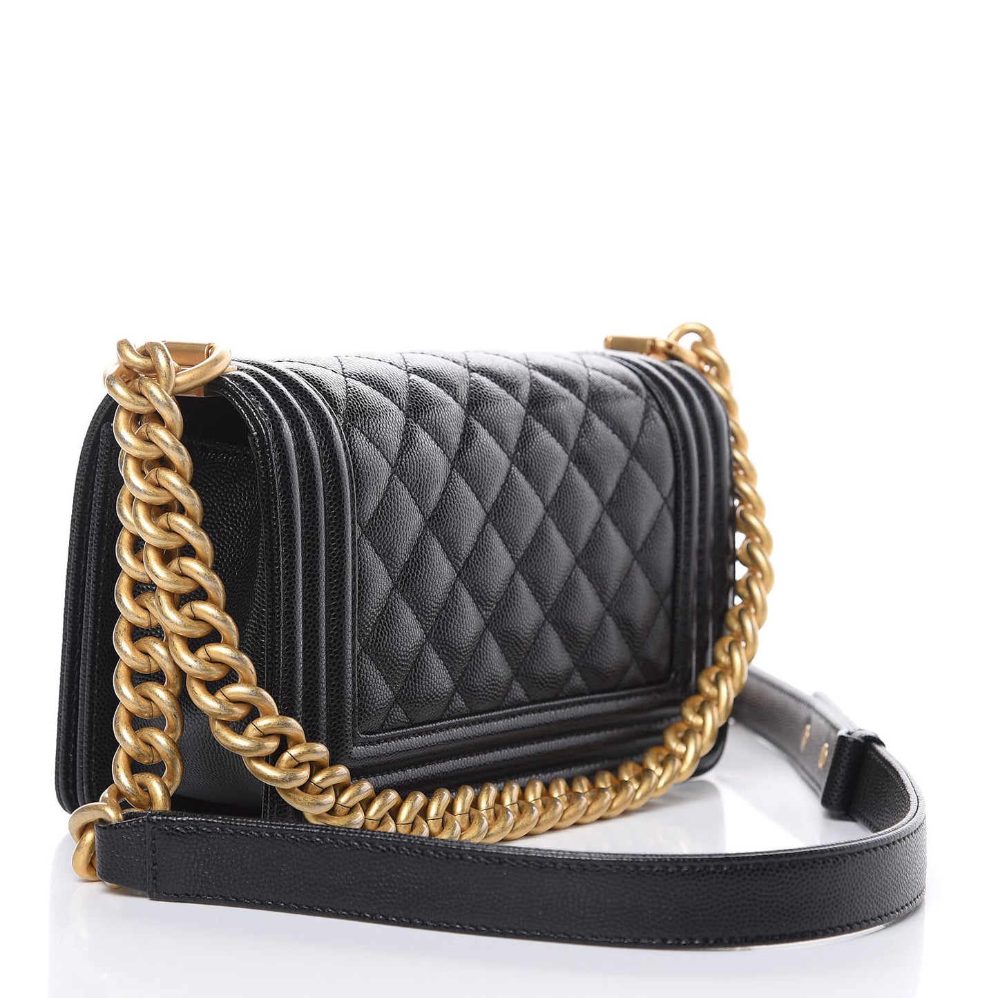 Caviar Quilted Small Boy Flap Black