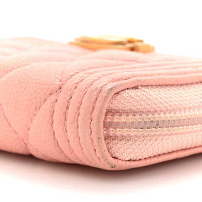 Chanel Caviar Quilted Boy Zip Around Coin Purse Wallet Light Pink 9 of 13