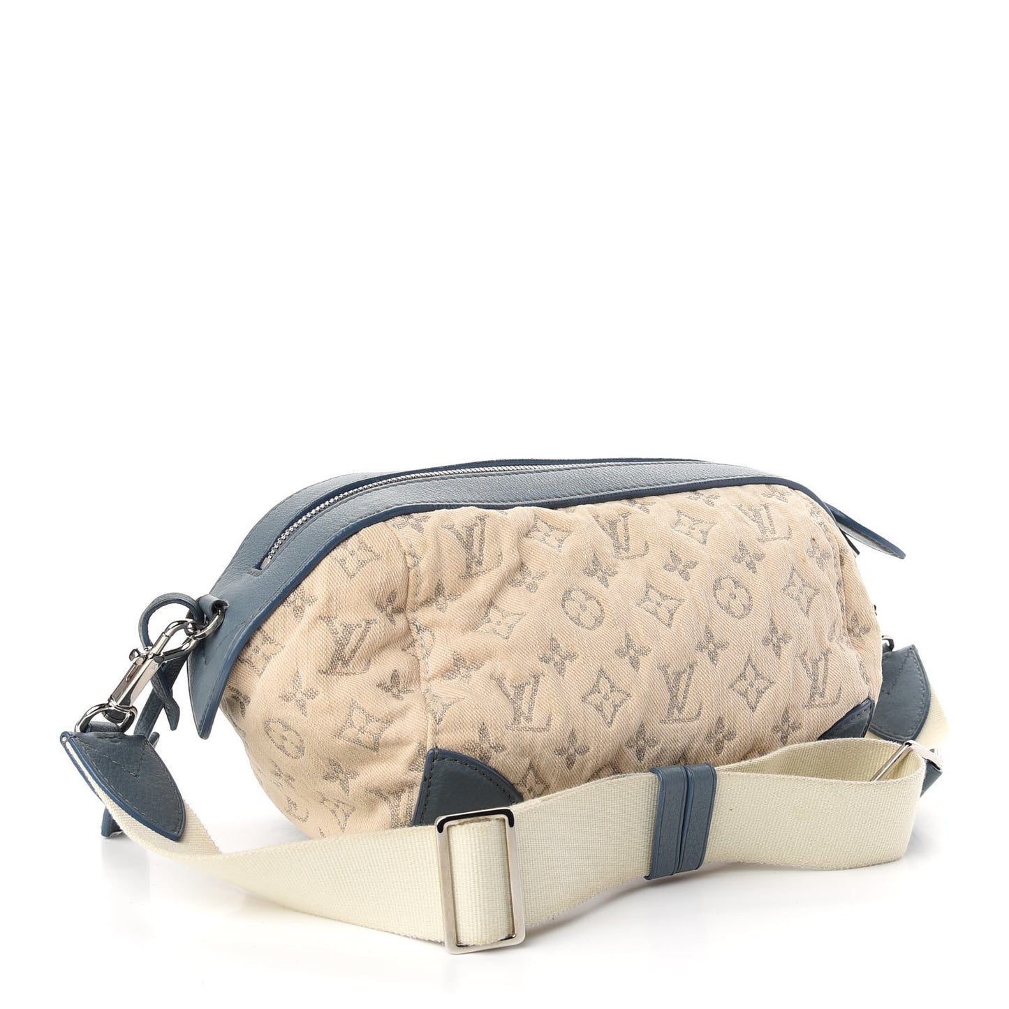 Monogram Denim Pochette Round Blue