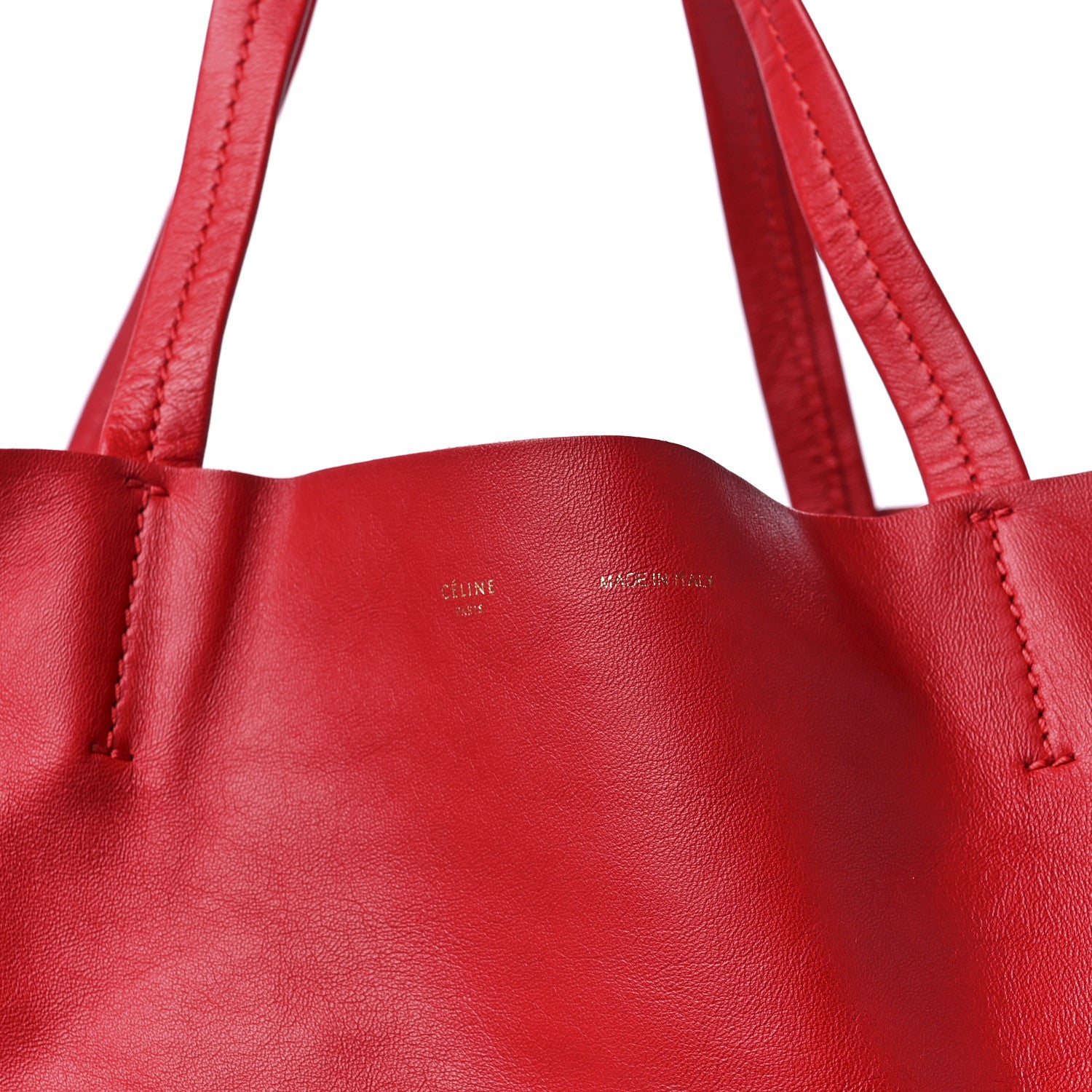 Celine Lambskin Horizontal Bi-Color Cabas Red Camel 6 of 10