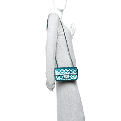 Chanel Shaded Patent Calfskin Quilted Mini Rectangular Flap Green Blue 2 of 10