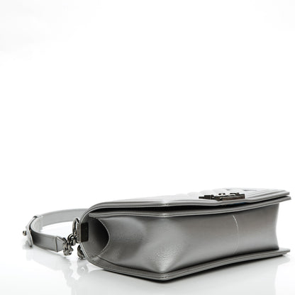 Chanel Metallic Caviar Chevron Medium Boy Flap Silver 4 of 7