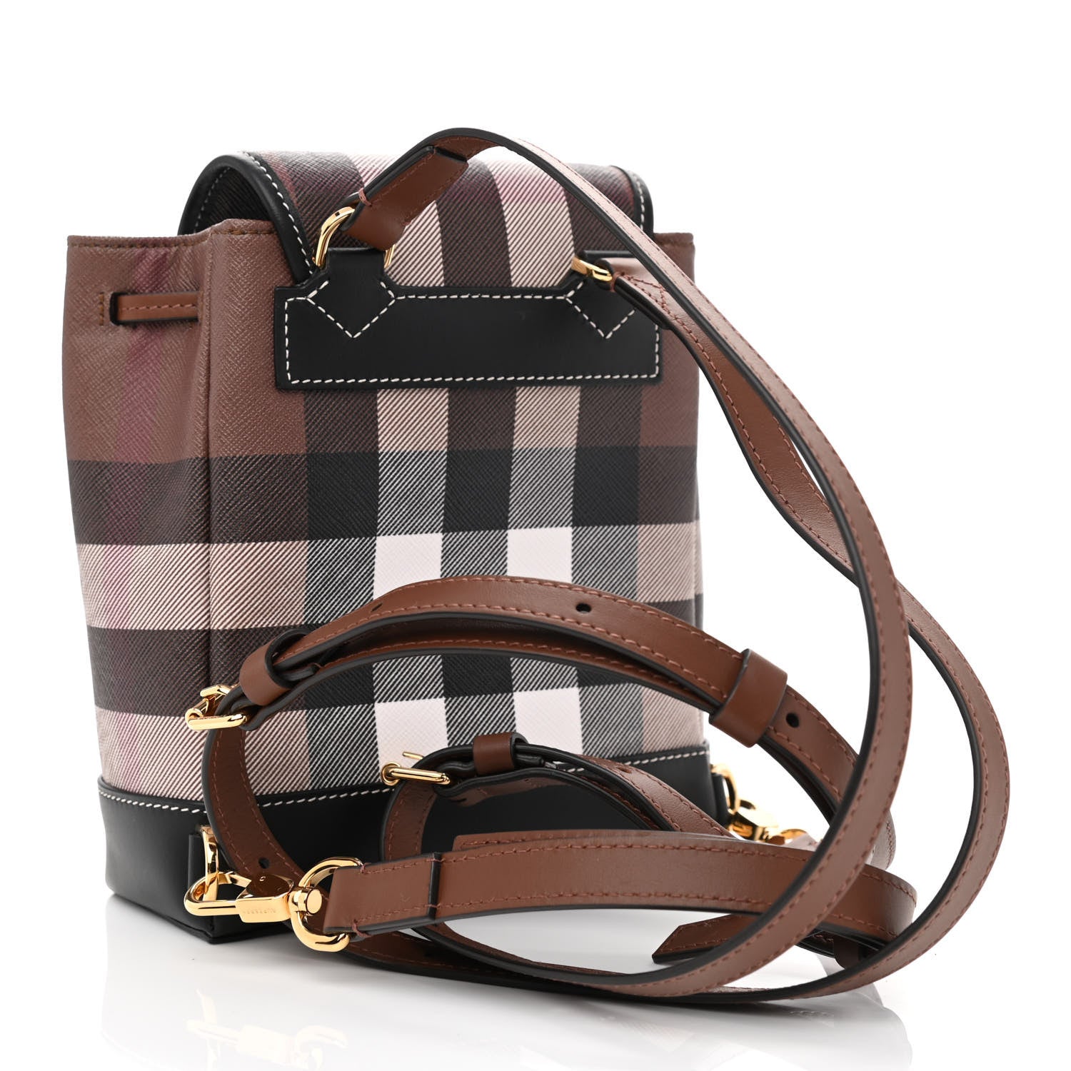 Burberry House Check Canvas Calfskin Micro Backpack Dark Birch Brown 3 of 9