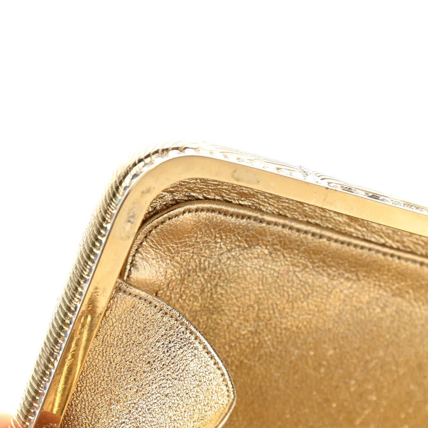 Crystal Minaudiere Clutch Gold