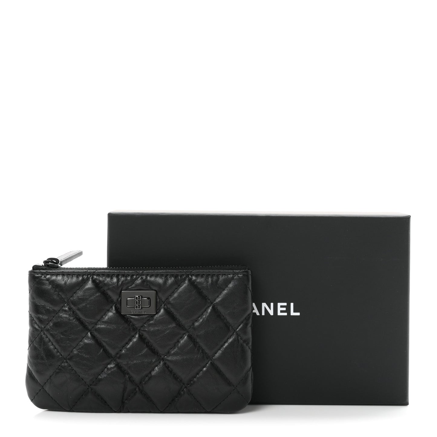 Aged Calfskin Quilted Small Reissue Cosmetic Case So Black