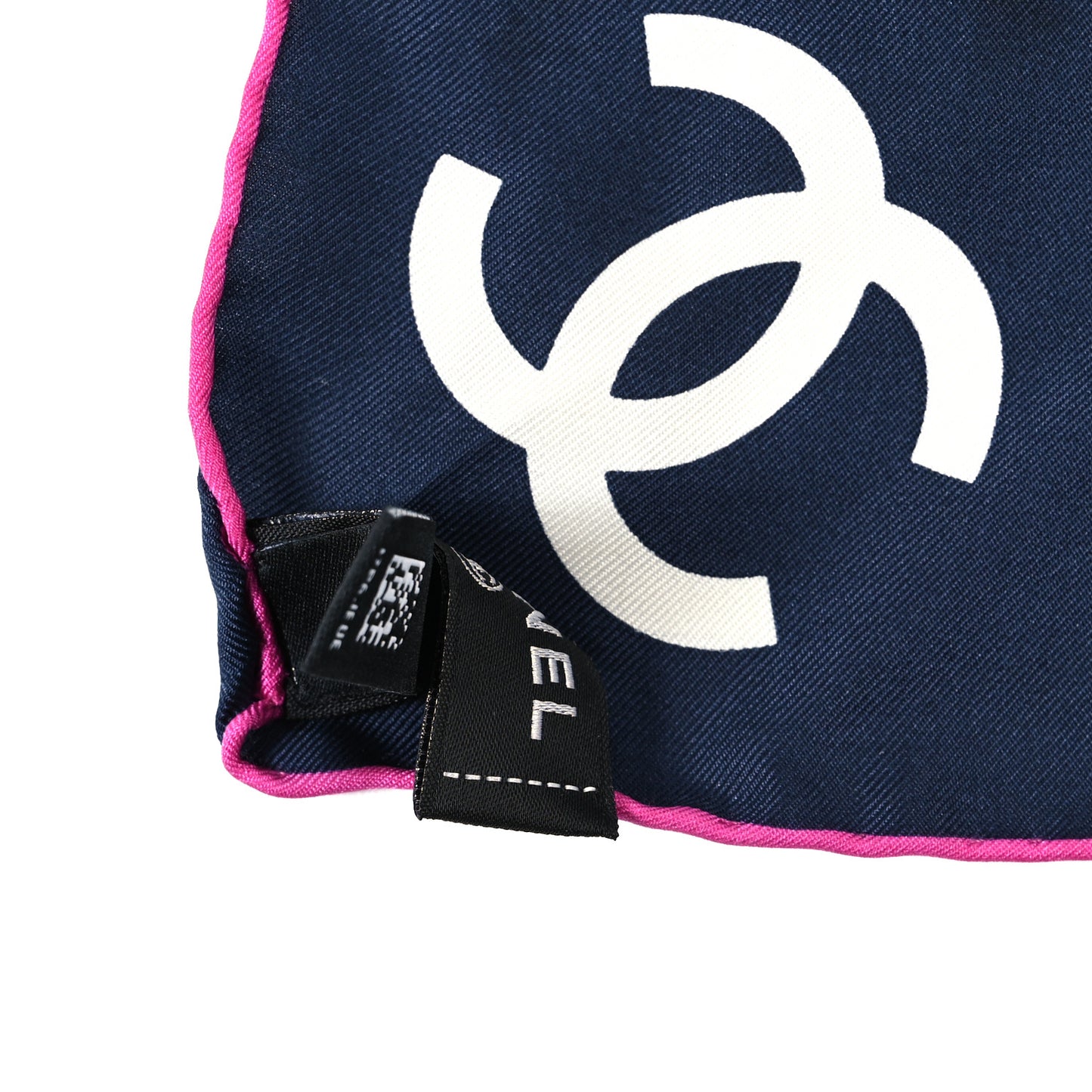Silk CC Square Scarf Navy Blue White Pink