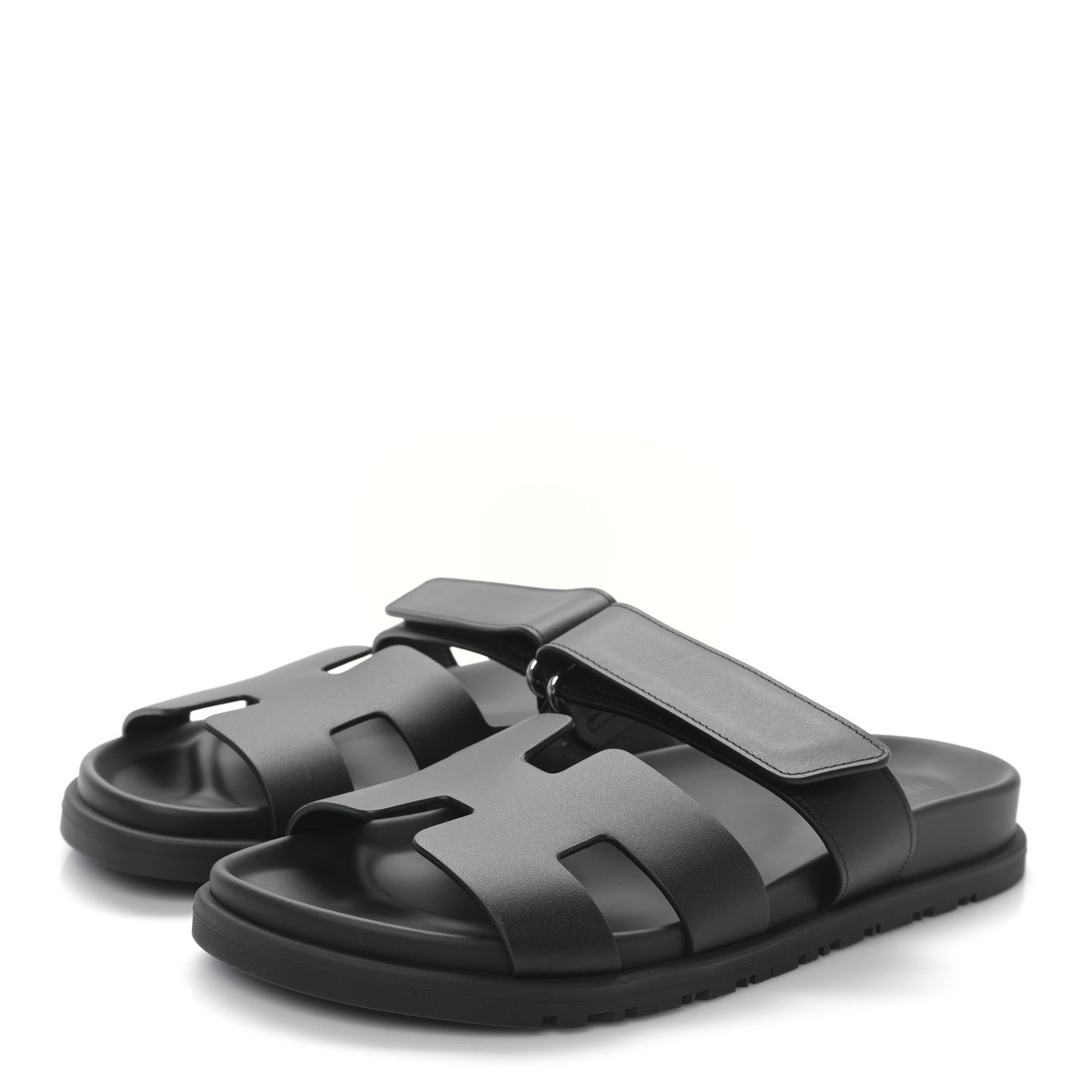 Hermes Calfskin Womens Chypre Sandals 37 Black 3 of 8