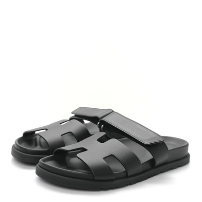 Hermes Calfskin Womens Chypre Sandals 37 Black 3 of 8