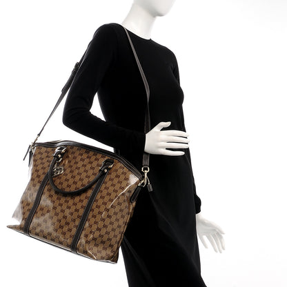Gucci Crystal Monogram Large GG Charm Dome Satchel Dark Brown 3 of 8