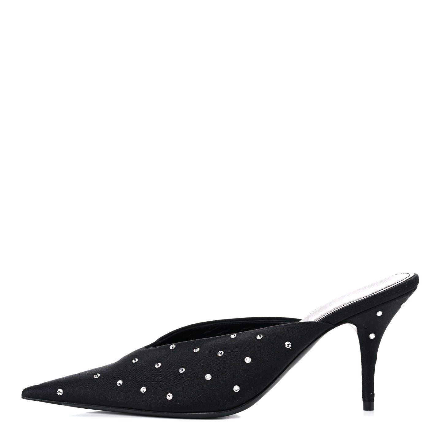 Satin Crystal Embellished Knife Mules 37.5 Black