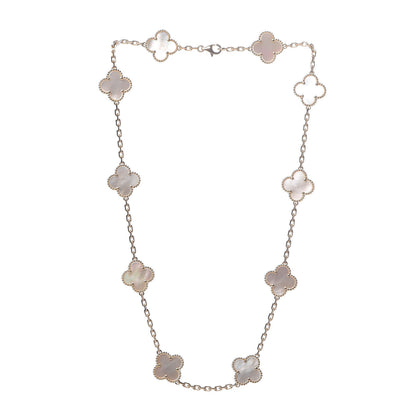 Van Cleef & Arpels 18K Yellow Gold Mother of Pearl 10 Motifs Vintage Alhambra Necklace 3 of 7