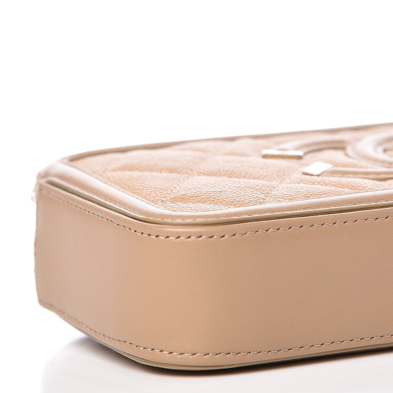 Chanel Caviar Quilted CC Filigree Clutch With Chain Beige 11 of 13