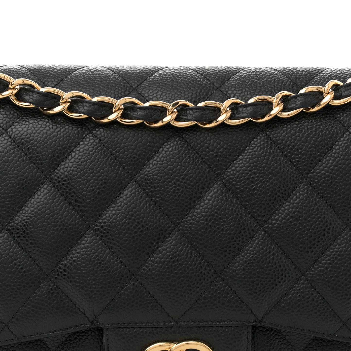 Caviar Quilted Jumbo Double Flap Black
