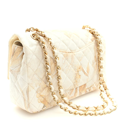 Chanel Denim Floral Printed Medium Double Flap Beige 2 of 10