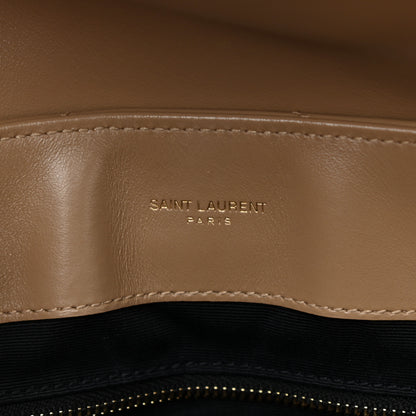 Saint Laurent Calfskin Y Quilted Monogram Medium Loulou Chain Satchel Dark Beige 7 of 11