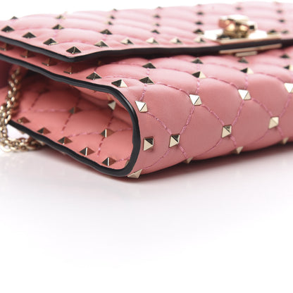Valentino Garavani Nappa Rockstud Spike Wallet On Chain Paradise Rose 9 of 12