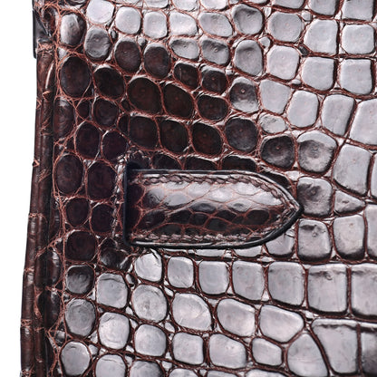 Hermes Shiny Porosus Crocodile Birkin 35 Cocoan 10 of 31