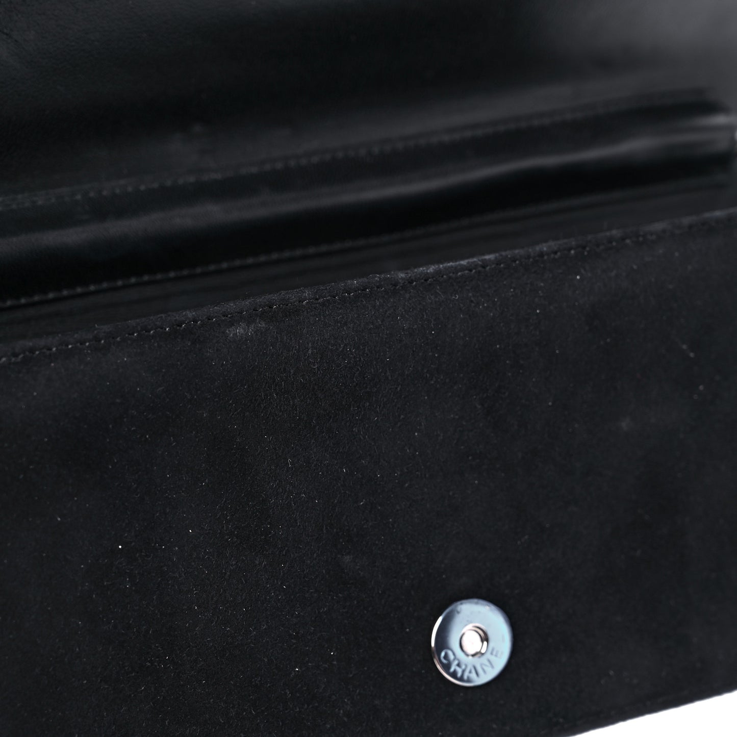 Crystal Suede Chain Evening Clutch Black Silver