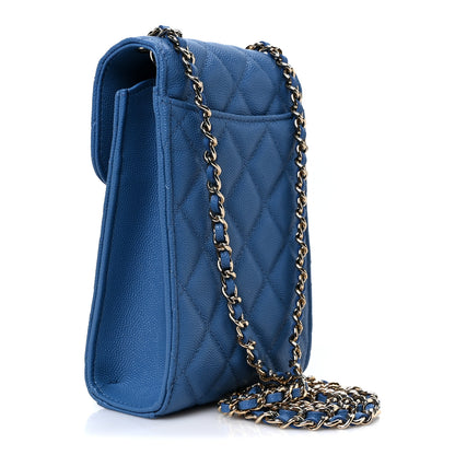 Chanel Caviar Quilted Classic Phone Holder Blue 2 of 12