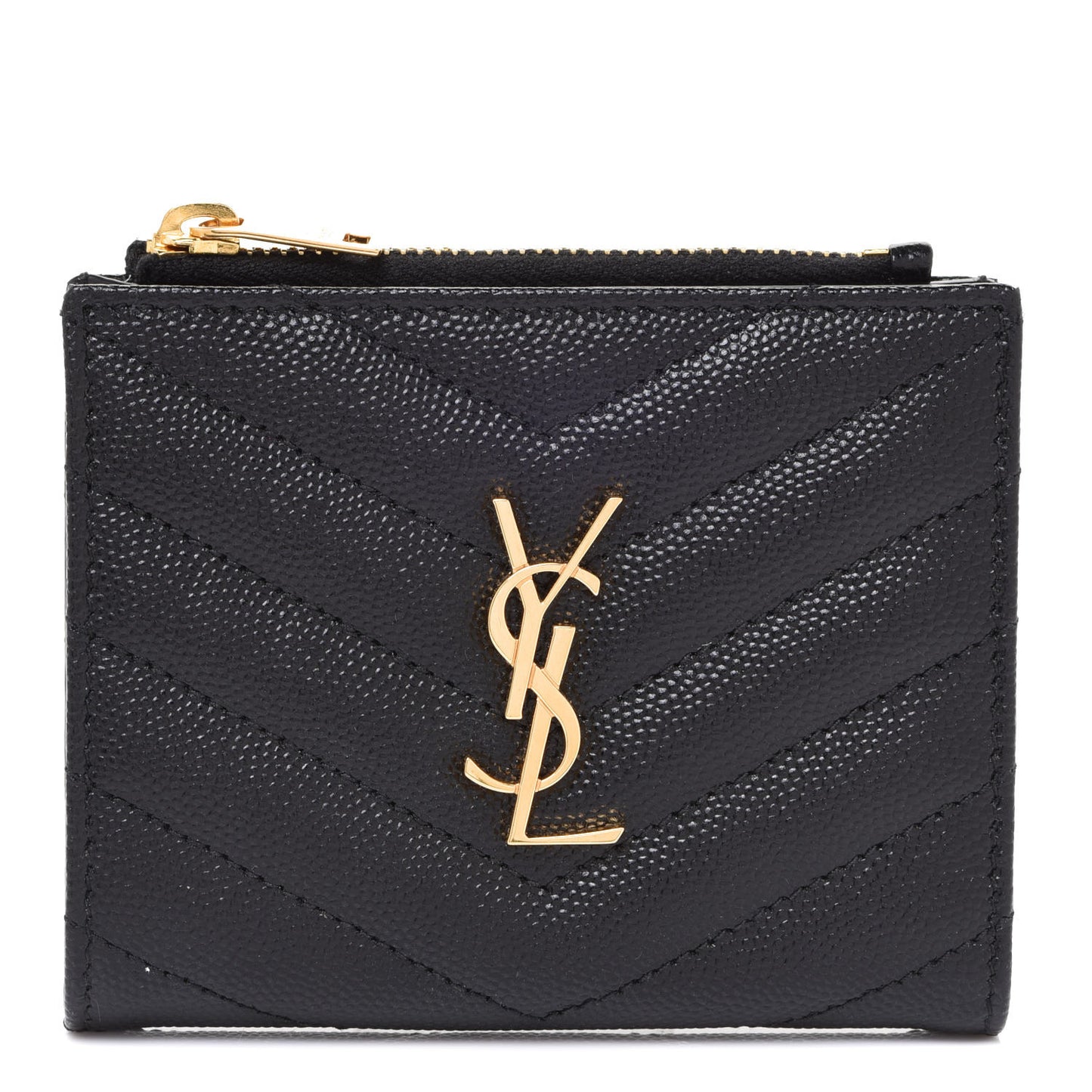 Grain De Poudre Matelasse Chevron Monogram Zipped Card Case Black