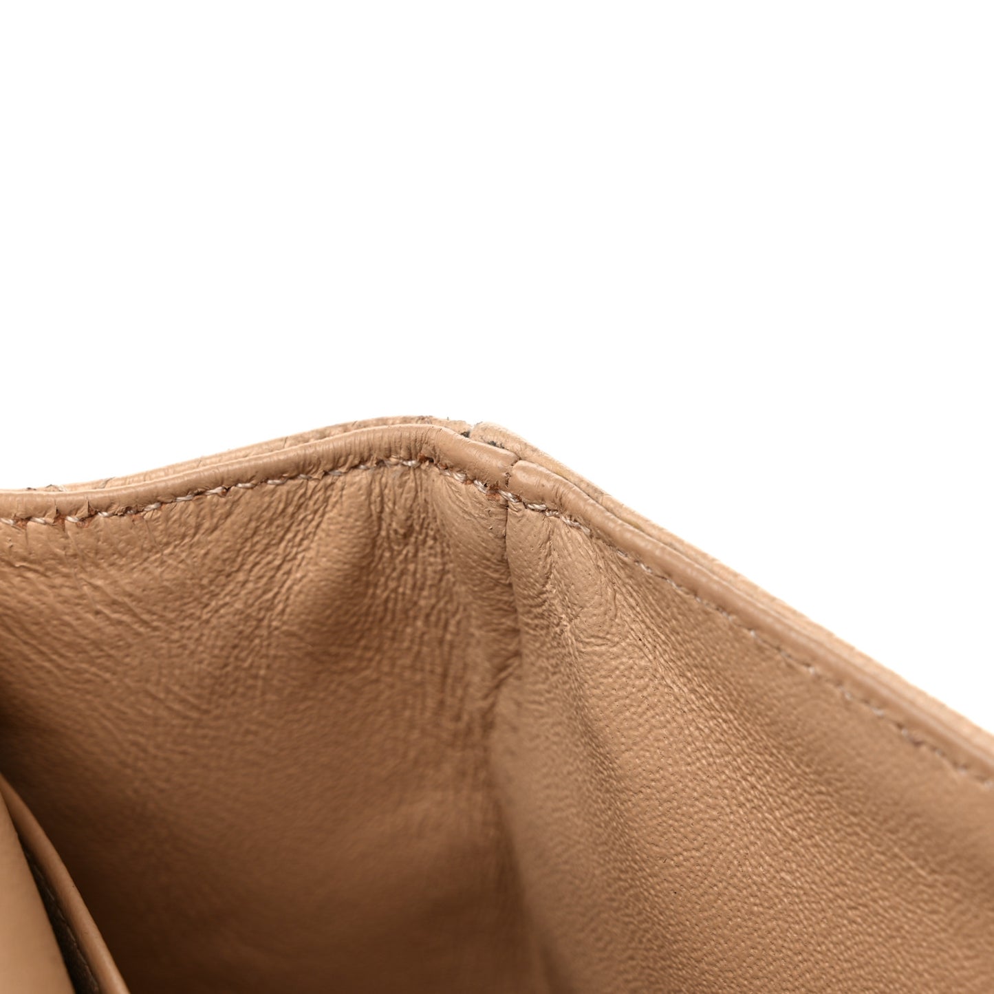 Caviar Quilted Medium Double Flap Beige