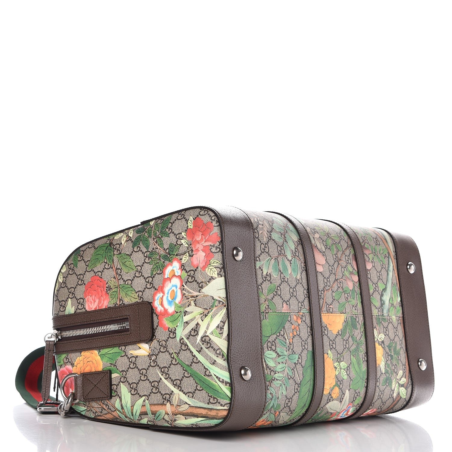 Gucci GG Supreme Monogram Tian Web Medium Duffle Beige Multicolor New Acero 4 of 8
