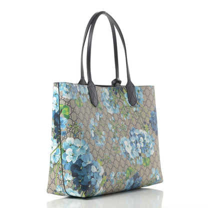 Gucci GG Supreme Monogram Blooms Medium Reversible Tote Beige Blue Navy 4 of 14