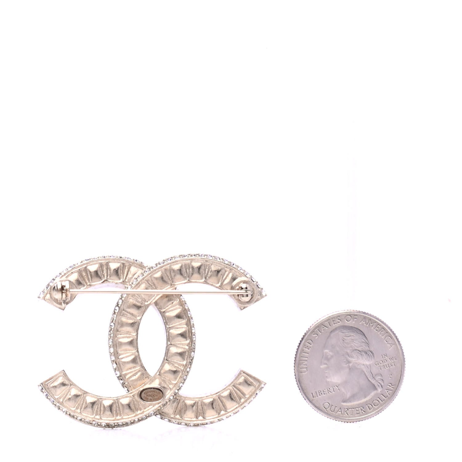 Chanel Baguette Crystal CC Brooch Gold 2 of 5
